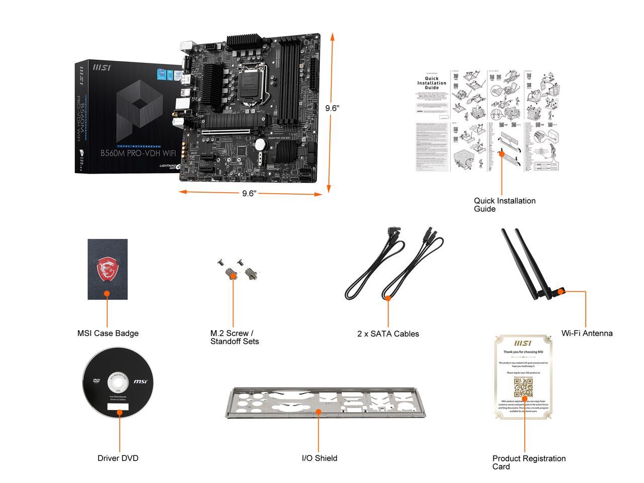 Msi B560M Pro-Vdh Wifi Lga 1200 Intel B560 Sata 6Gb/S Micro