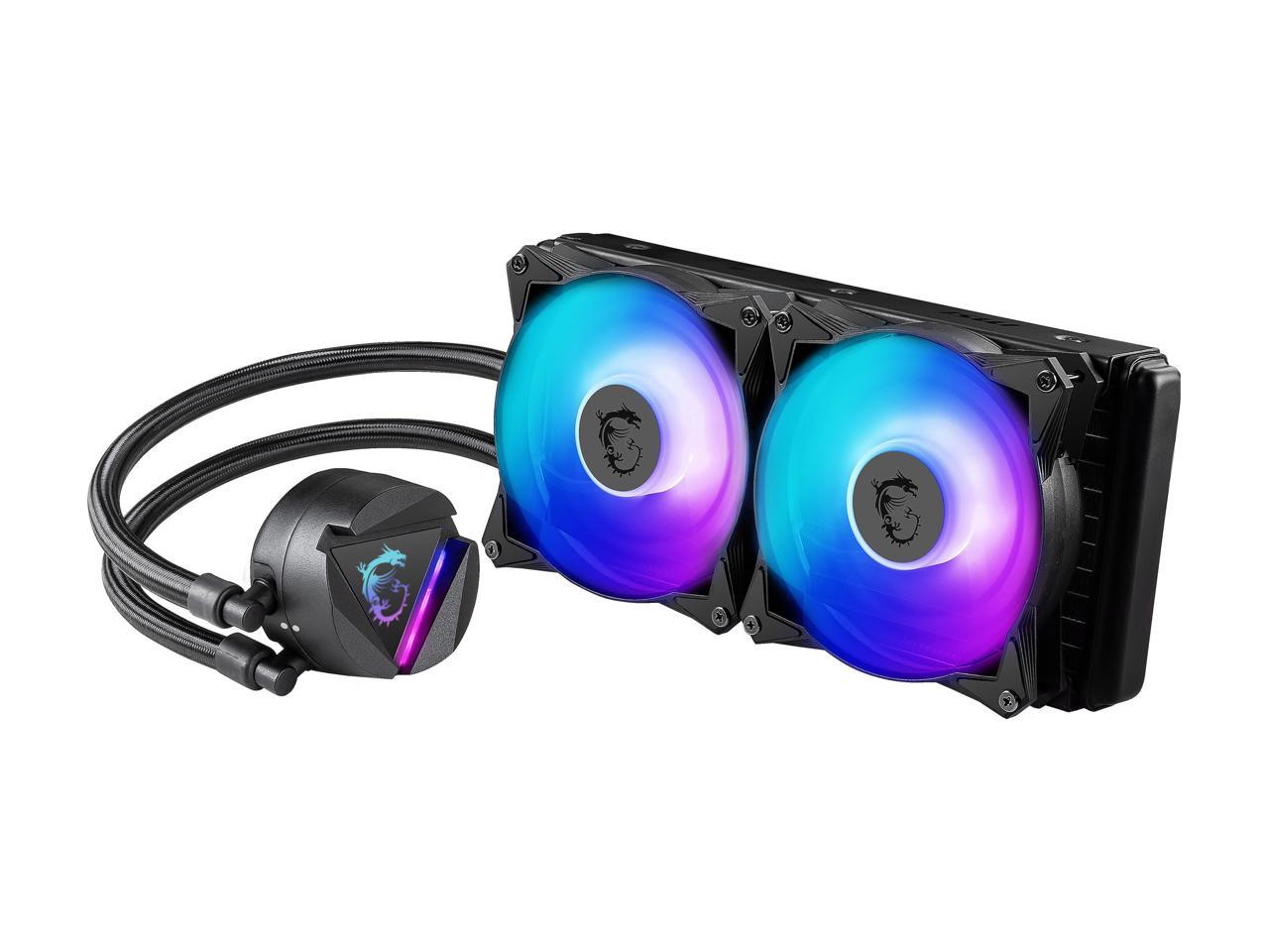 Msi Mag Series Coreliquid 240R, Rgb Cpu Liquid Cooler (Aio): Rotatable Blockhead Design, 240Mm Radiator, Dual 120Mm Rgb Pwm Fans