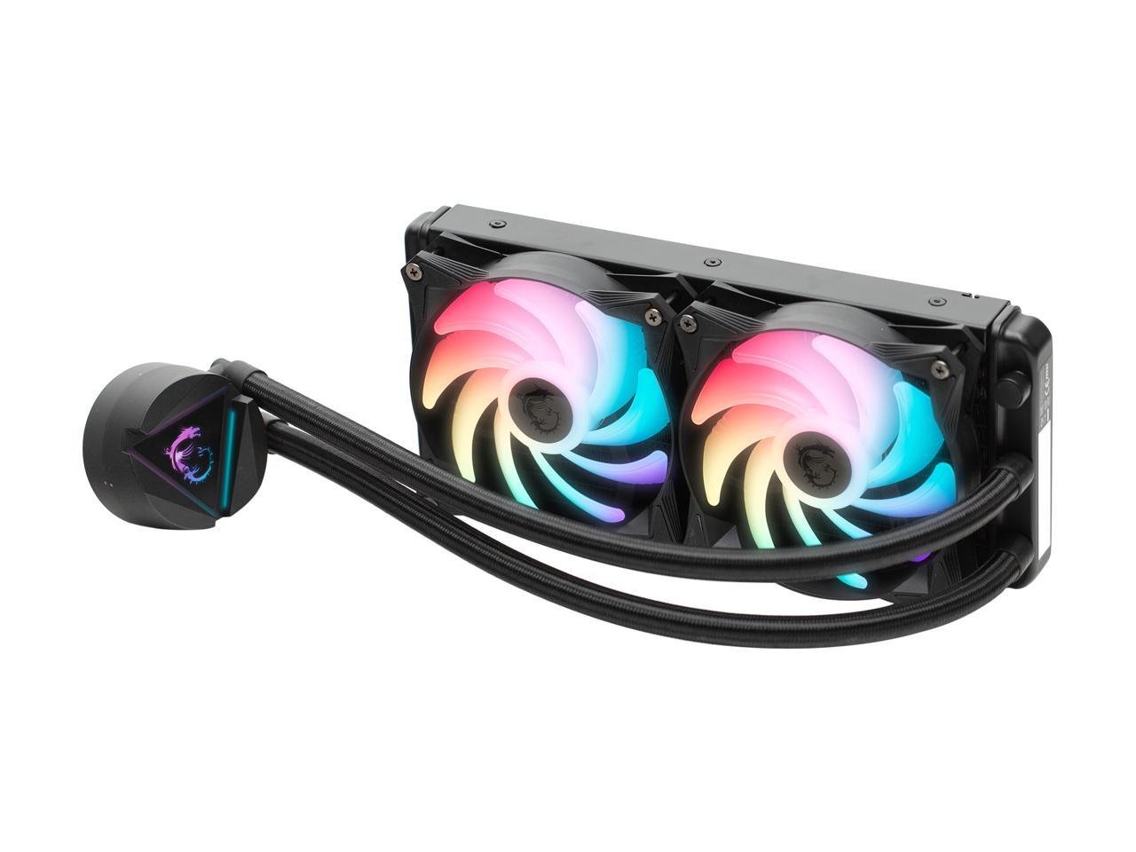 Msi Mag Series Coreliquid 280R, Rgb Cpu Liquid Cooler (Aio): Rotatable Blockhead Design, 280Mm Radiator, Dual 140Mm Rgb Pwm Fans