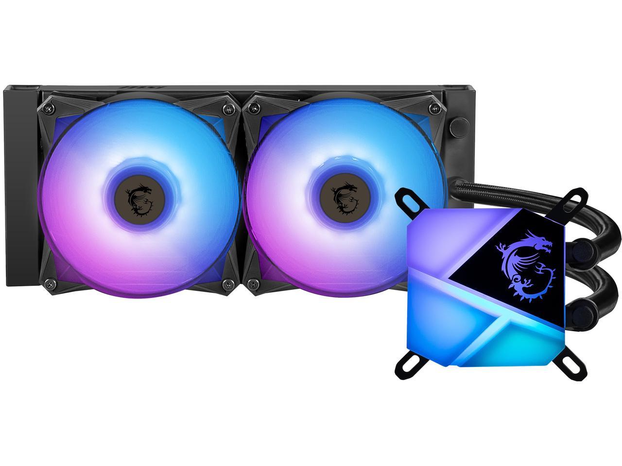 Msi Mag Series Coreliquid C280 Aio Liquid Cpu Cooler, 280Mm Radiator, Dual 140Mm Pwm Fans, Argb Lighting Controlled By Software