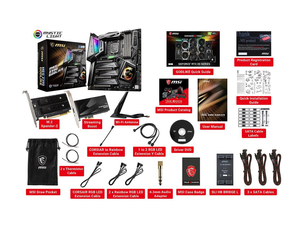 Msi Meg Z390 Godlike Lga 1151 (300 Series) Intel Z390 Sata 6Gb/S Usb 3.1 Extended Atx Intel Motherboard