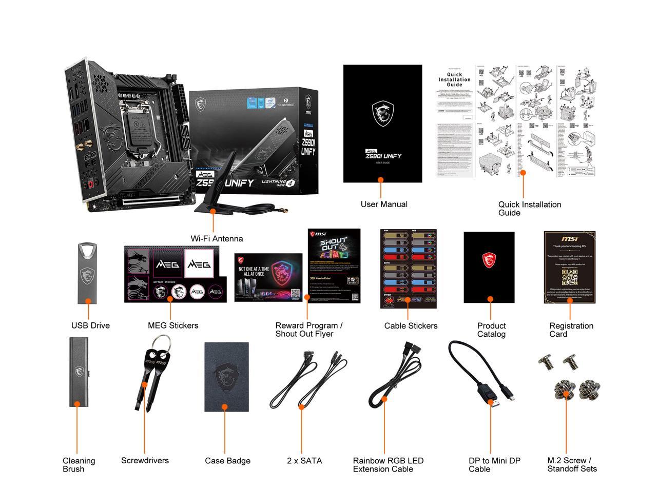 Msi Meg Z590I Unify Lga 1200 Intel Z590 Sata 6Gb/S Mini Itx Intel Motherboard
