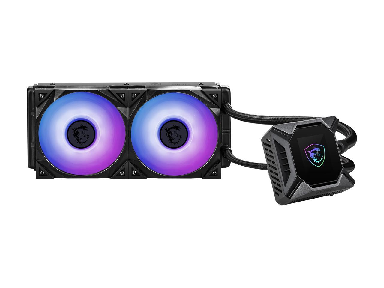 Msi Mpg Series Coreliquid K240, Rgb Cpu Liquid Cooler (Aio): Customizable Lcd Screen Design, 240Mm Radiator, Dual 120Mm Rgb Pwm Fans