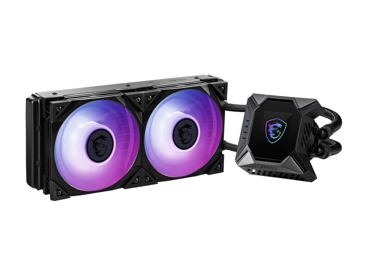 Msi Mpg Series Coreliquid K240, Rgb Cpu Liquid Cooler (Aio): Customizable Lcd Screen Design, 240Mm Radiator, Dual 120Mm Rgb Pwm Fans