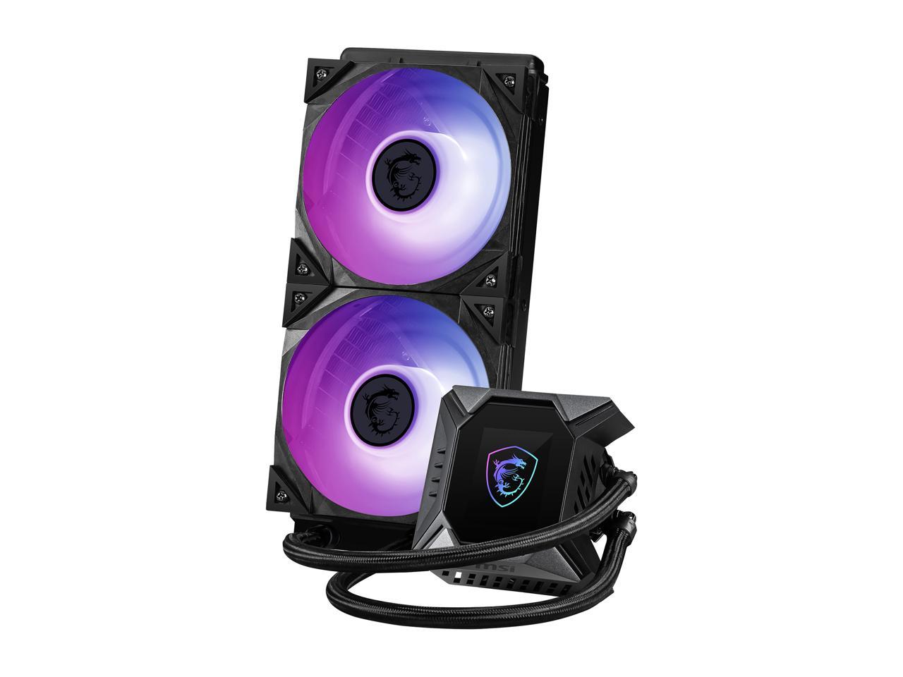 Msi Mpg Series Coreliquid K240, Rgb Cpu Liquid Cooler (Aio): Customizable Lcd Screen Design, 240Mm Radiator, Dual 120Mm Rgb Pwm Fans