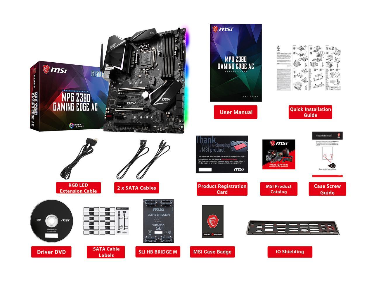 Msi Mpg Z390 Gaming Edge Ac Lga 1151 (300 Series) Intel Z390 Sata 6Gb/S Atx Intel Motherboard