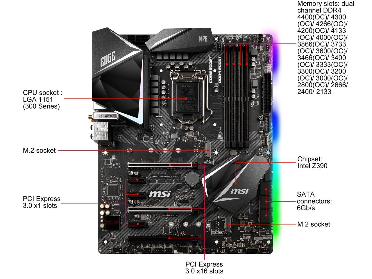 Msi Mpg Z390 Gaming Edge Ac Lga 1151 (300 Series) Intel Z390