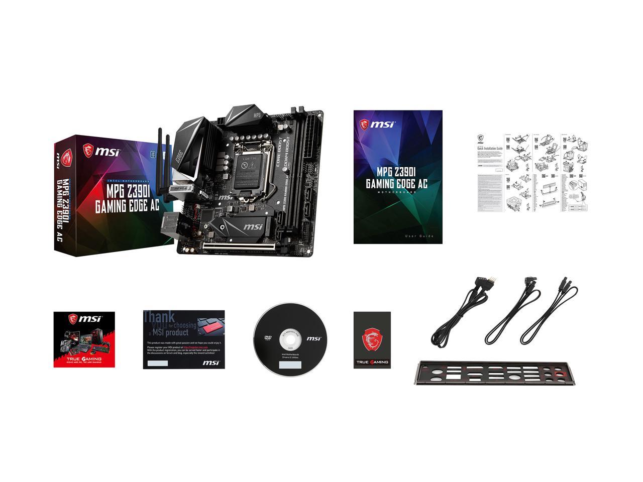 Msi Mpg Z390I Gaming Edge Ac Lga 1151 (300 Series) Intel Z390 Hdmi Sata 6Gb/S Usb 3.1 Mini Itx Intel Motherboard