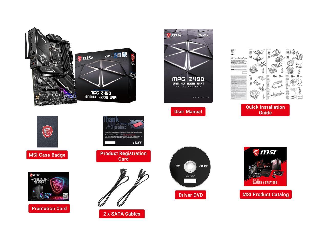 Msi Mpg Z490 Gaming Edge Wifi Lga 1200 Intel Z490 Sata 6Gb/S Atx Intel Motherboard