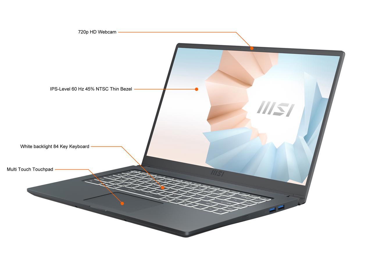 Msi Modern 15 A11Mu-653 15.6 Inch Intel Core I7-1195G7 2.9-5.0Ghz/ 8Gb Ddr4/ 512Gb Nvme Ssd/ Intel Iris Xe/ Usb3.2/ Windows 10 Laptop (Carbon Gray)