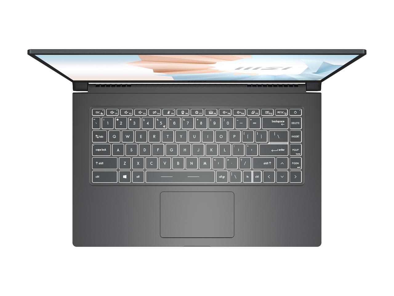 Msi Modern 15 A11Mu-654 15.6 Inch Intel Core I5-1155G7 2.5-4.5Ghz/ 8Gb Ddr4/ 512Gb Nvme Ssd/ Intel Iris Xe/ Usb3.2/ Windows 10 Laptop (Carbon Gray)