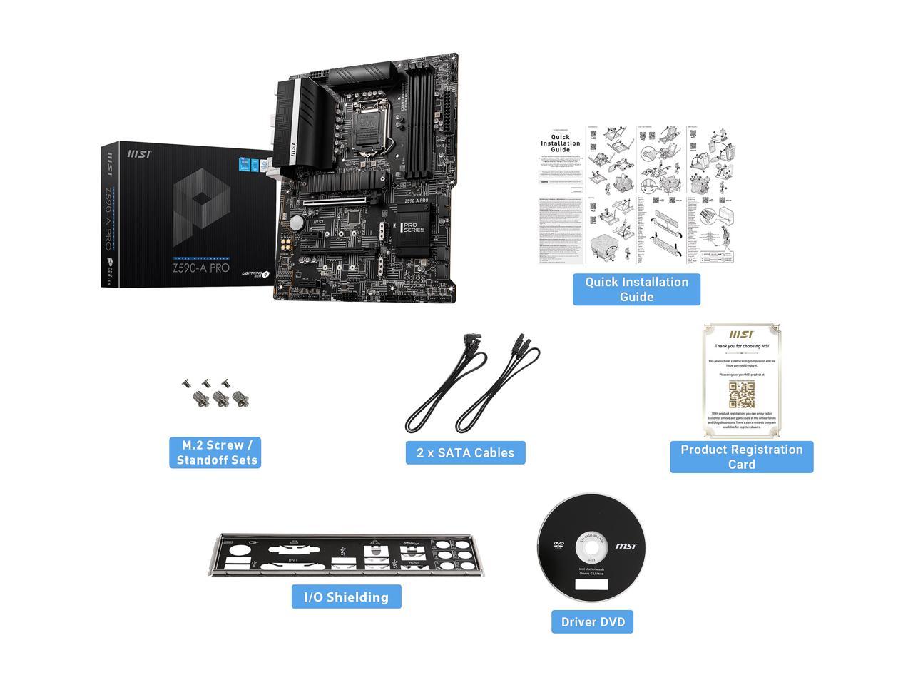 Msi Z590-A Pro Lga 1200 Intel Z590 Sata 6Gb/S Atx Intel Motherboard