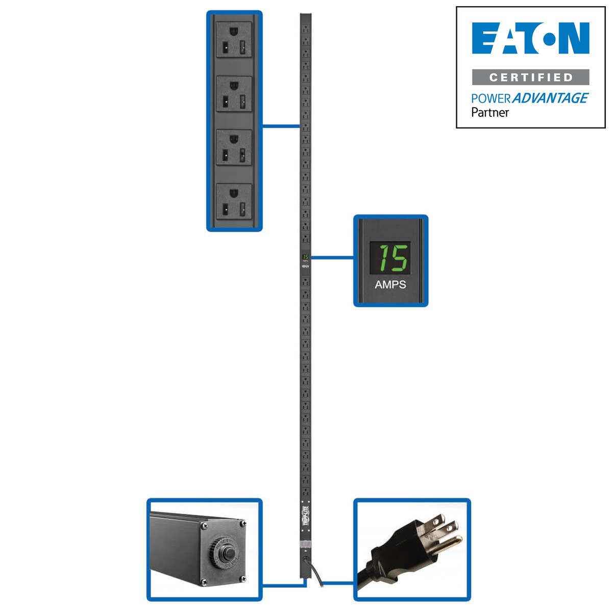 Metered Power Distribution Unit 120V - 36 Outlet Vertical PDU | Eaton PDUMV15-72