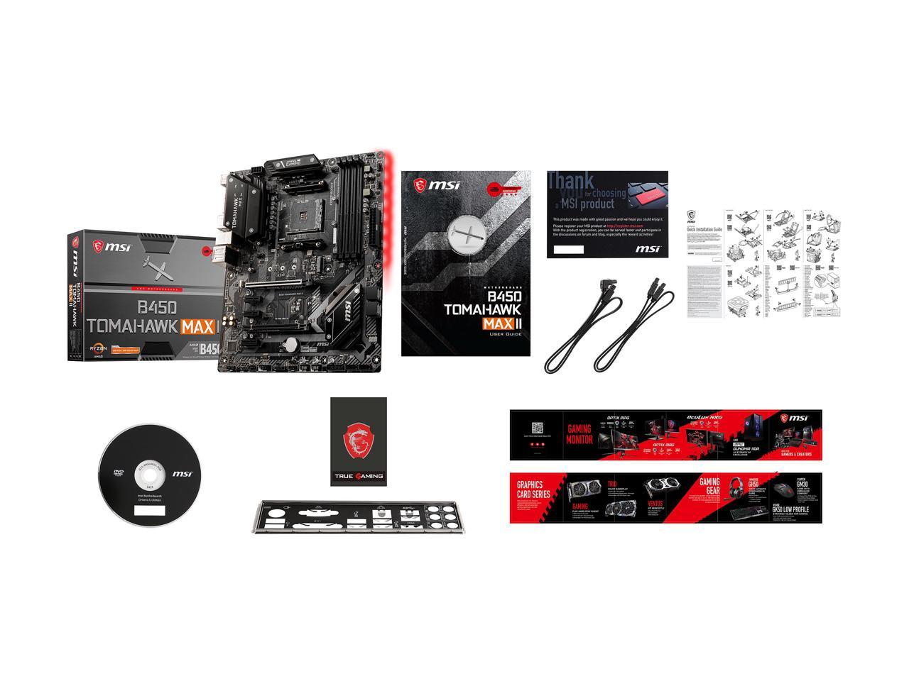 Msi B450 Tomahawk Max Ii Am4 Amd B450 Sata 6Gb/S Atx Amd Motherboard
