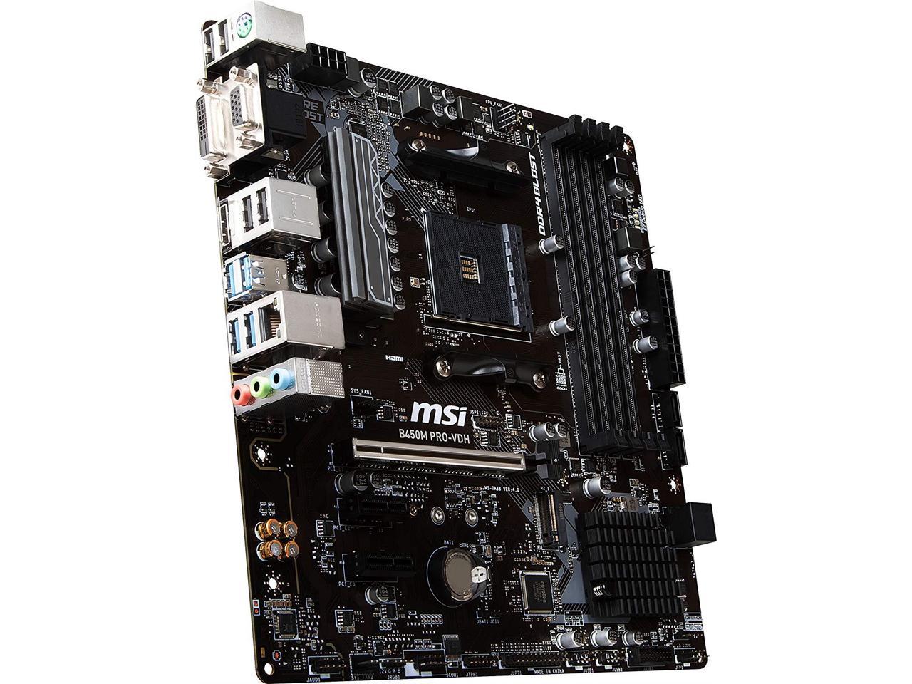 Msi B450M Pro-Vdh Am4 Amd B450 Sata 6Gb/S Usb 3.1 Hdmi Amd Motherboard