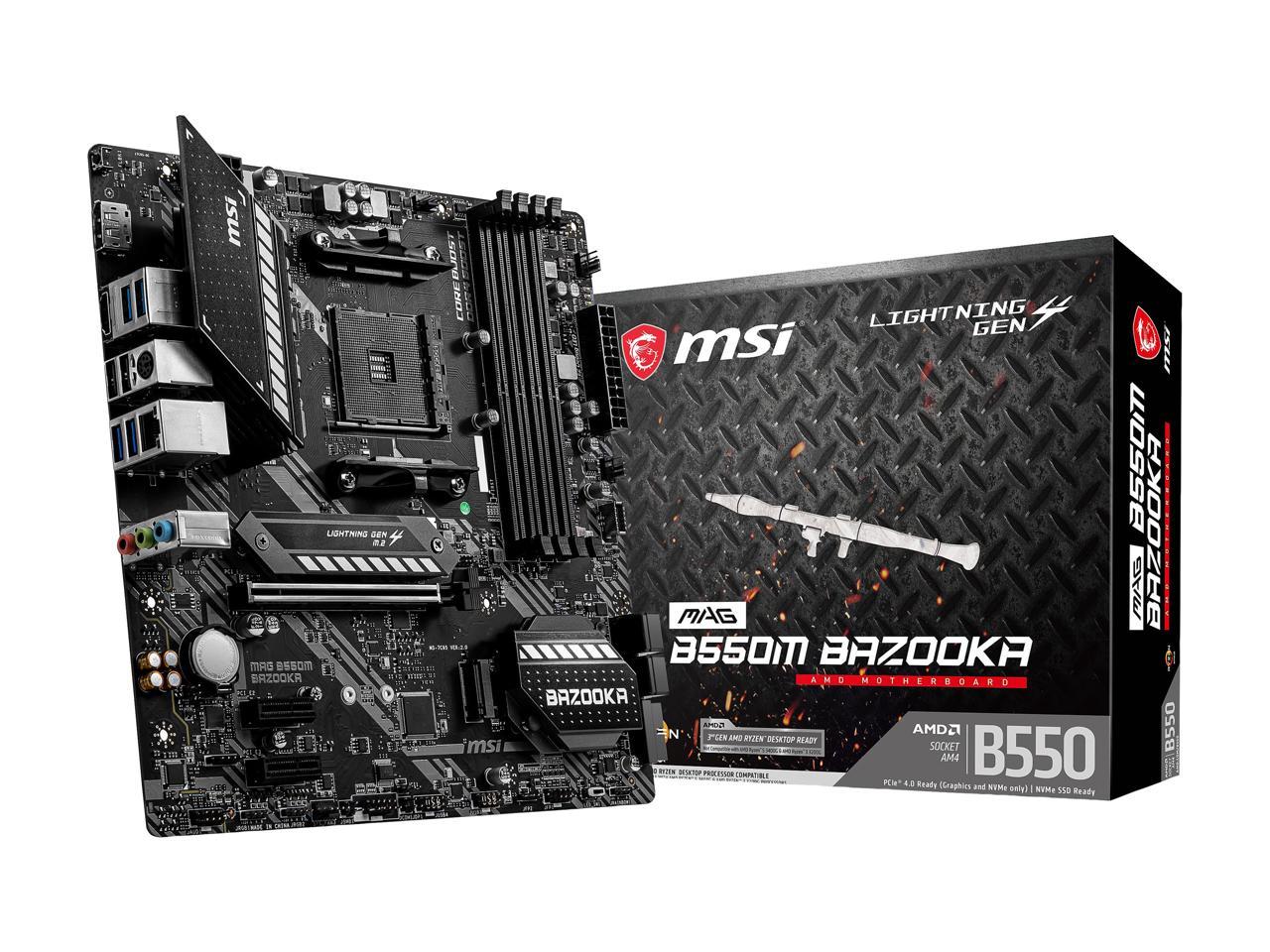 Msi Mag B550M Bazooka Am4 Amd B550 Sata 6Gb/S Micro Atx Amd Motherboard