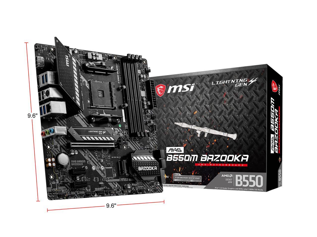Msi Mag B550M Bazooka Am4 Amd B550 Sata 6Gb/S Micro Atx Amd Motherboard