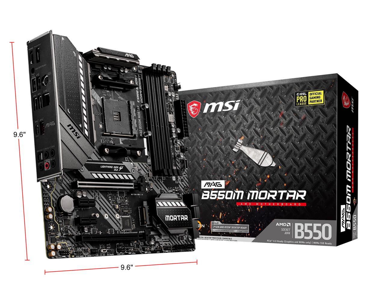 Msi Mag B550M Mortar Am4 Amd B550 Sata 6Gb/S Micro Atx Amd Motherboard