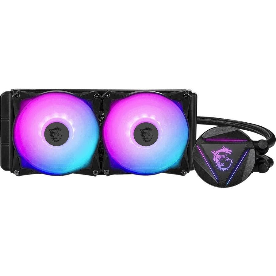 Msi Mag Series Coreliquid 240R, Rgb Cpu Liquid Cooler (Aio): Rotatable Blockhead Design, 240Mm Radiator, Dual 120Mm Rgb Pwm Fans