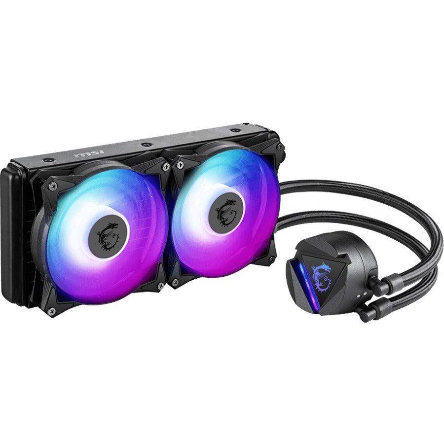 Msi Mag Series Coreliquid 240R, Rgb Cpu Liquid Cooler (Aio): Rotatable Blockhead Design, 240Mm Radiator, Dual 120Mm Rgb Pwm Fans