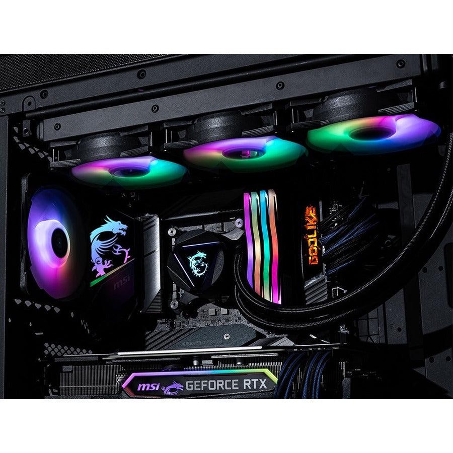 Msi Mag Series Coreliquid 360R, Rgb Cpu Liquid Cooler (Aio): Rotatable Blockhead Design, 360Mm Radiator, Triple 120Mm Rgb Pwm Fans