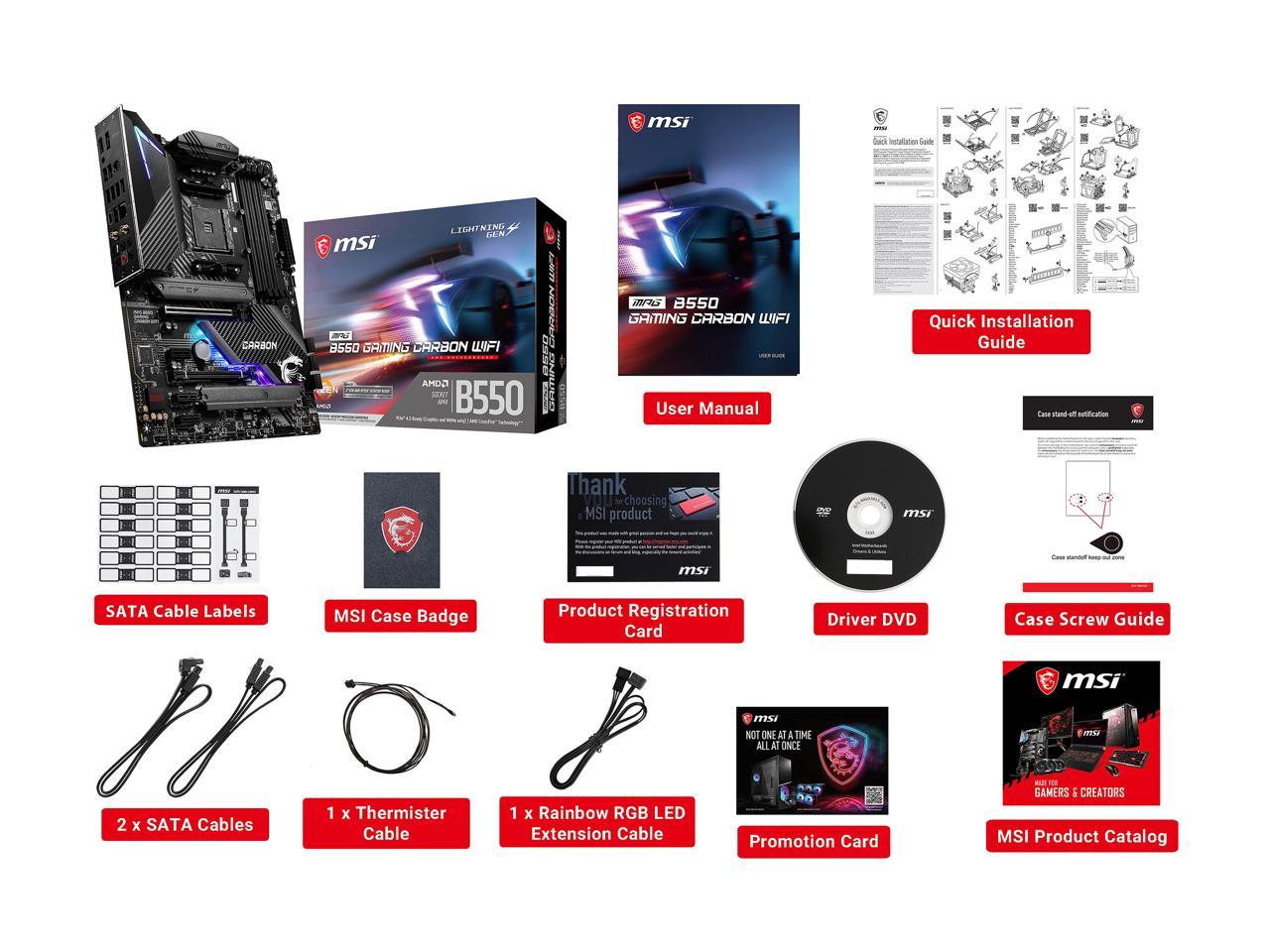 Msi Mpg B550 Gaming Carbon Wifi Am4 Amd B550 Sata 6Gb/S Atx Amd Motherboard