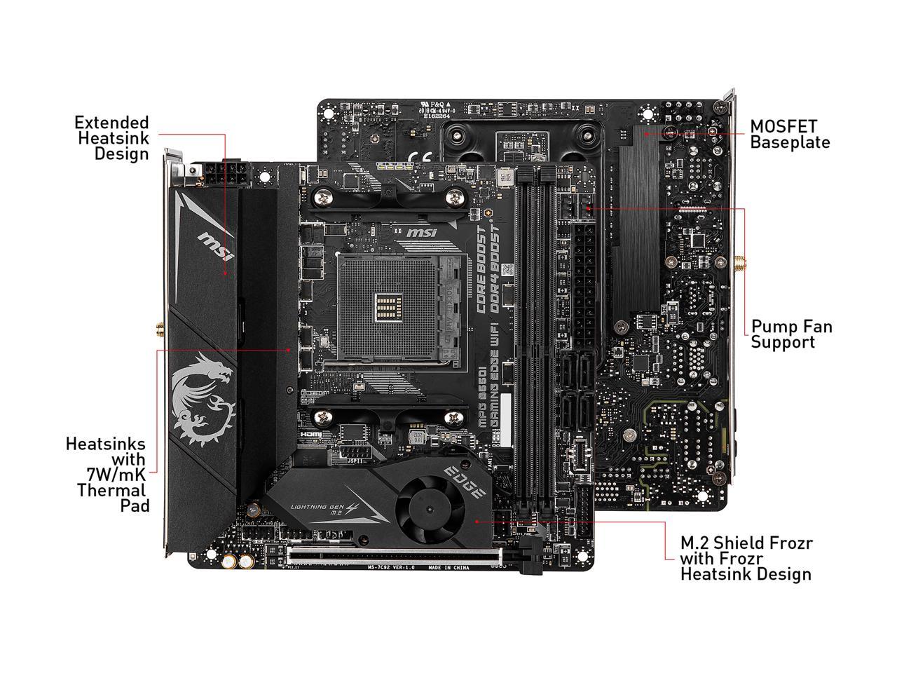 Msi Mpg B550I Gaming Edge Wifi Am4 Amd B550 Sata 6Gb/S Mini Itx Amd Motherboard