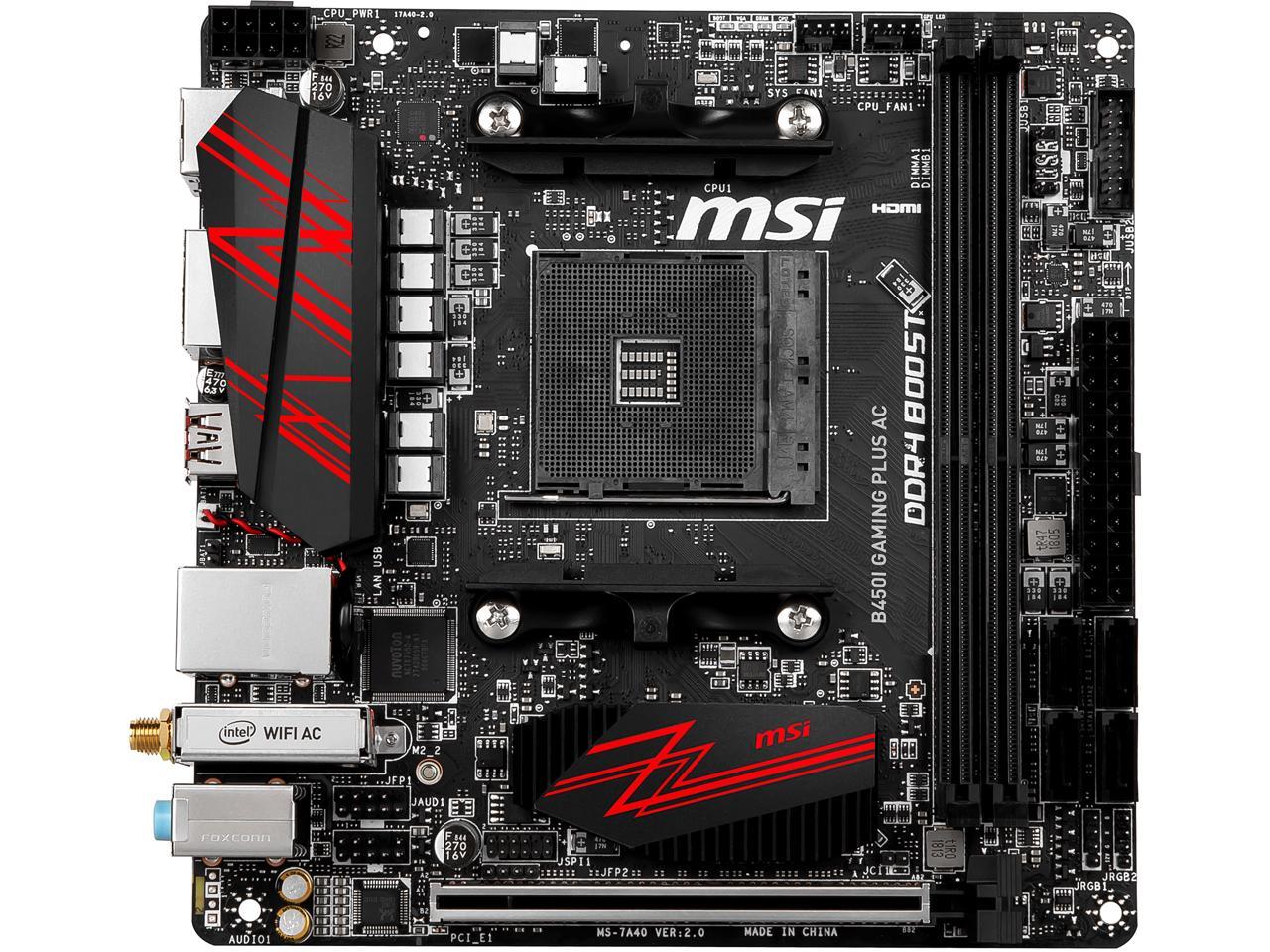 Msi Performance Gaming B450I Gaming Plus Ac Am4 Amd B450 Sata 6Gb/S Mini Itx Amd Motherboard