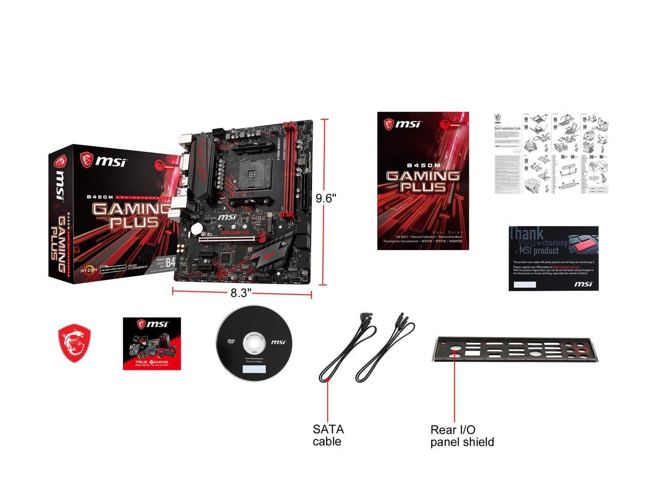 Msi Performance Gaming B450M Gaming Plus Am4 Amd B450 Sata 6Gb/S Usb 3.1 Hdmi Micro Atx Amd Motherboard