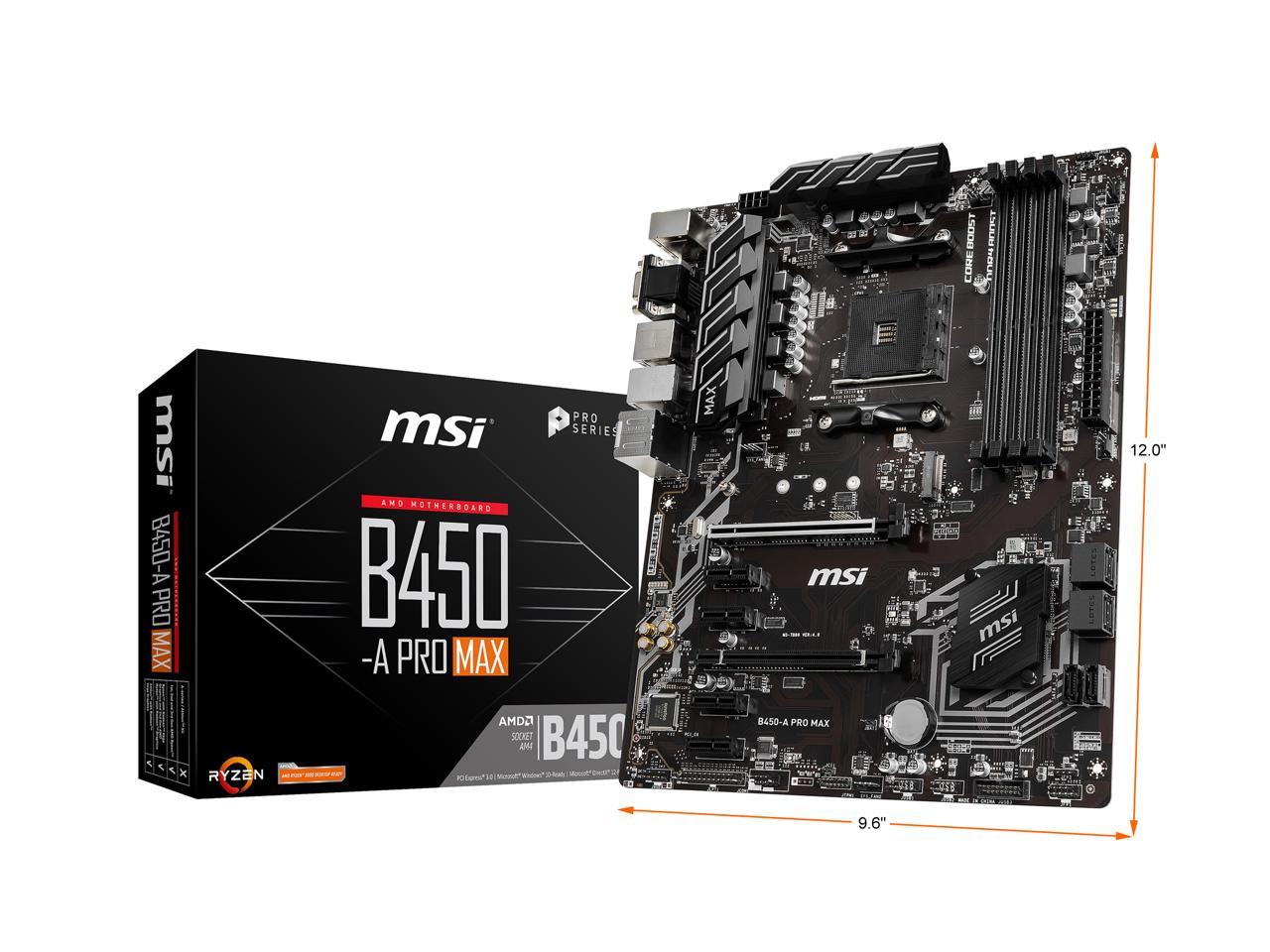 Msi Pro B450-A Pro Max Am4 Amd B450 Sata 6Gb/S Atx Amd Motherboard