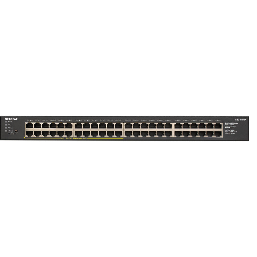 NETGEAR GS348PP-100NAS 48-Port Gigabit Ethernet Unmanaged PoE+ Essentials Switch - High Power Budget | TecISoft
