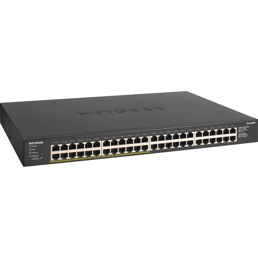 NETGEAR GS348PP-100NAS 48-Port Gigabit Ethernet Unmanaged PoE+ Essentials Switch - High Power Budget | TecISoft
