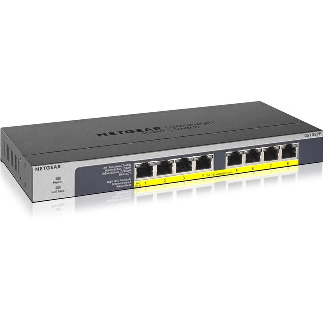 Netgear 8-Port Gigabit Ethernet Poe+ Unmanaged Switch (Gs108Pp)