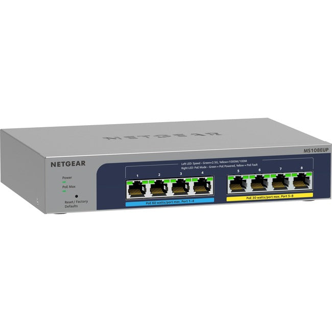 Netgear 8-port Ultra60 PoE++ Multi-Gigabit (2.5G) Ethernet Plus Switch MS108EUP-100NAS
