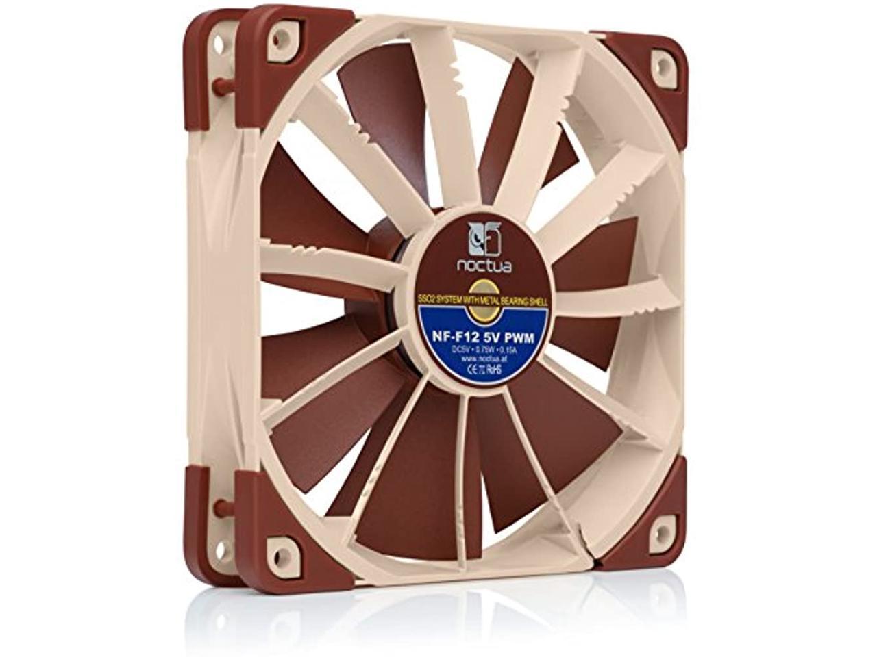 Noctua Nf-F12 5V Pwm, Premium Quiet Fan With Usb Power Adaptor Cable, 4-Pin, 5V Version (120Mm, Brown)
