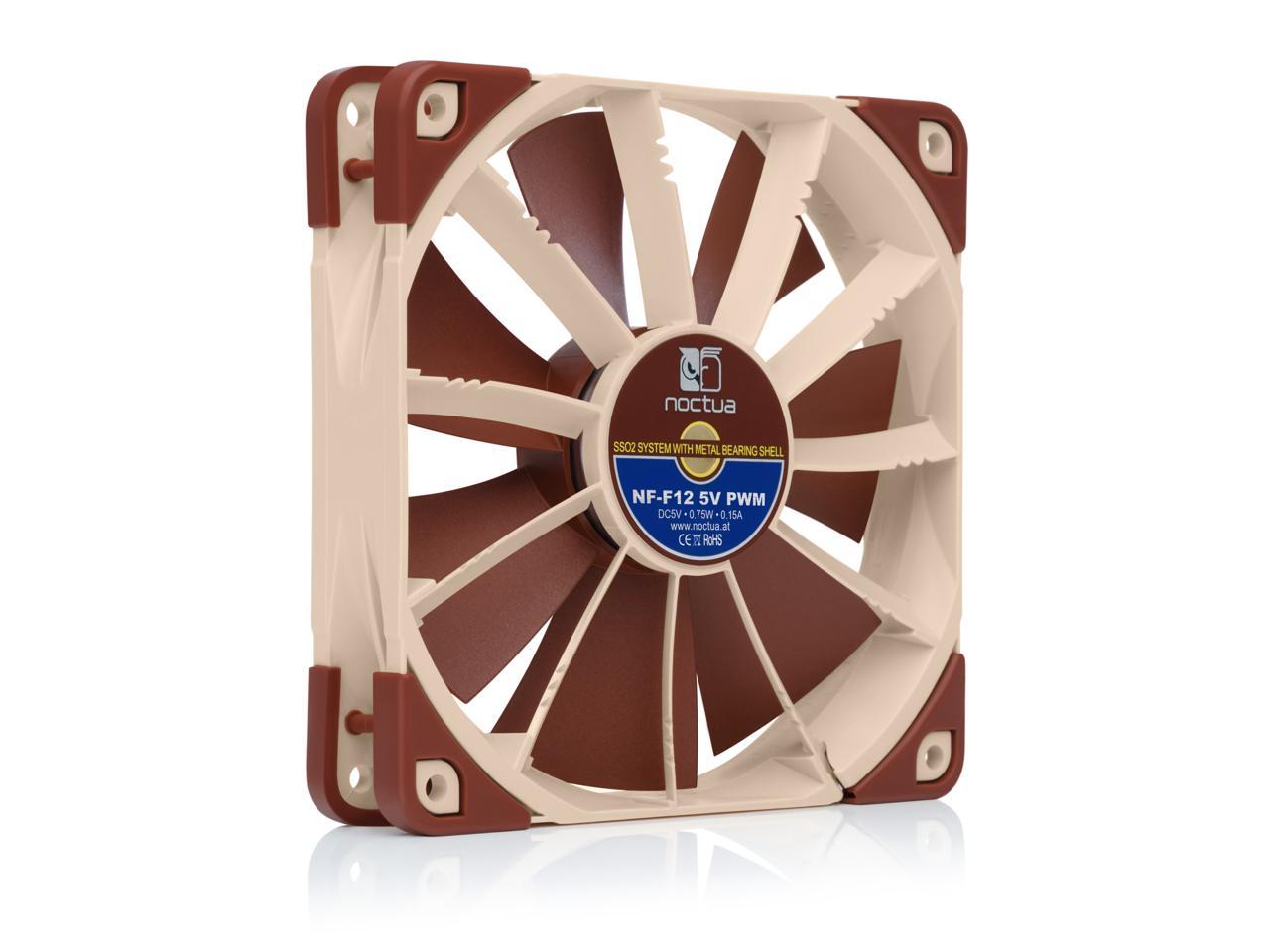 Noctua Nf-F12 5V Pwm, Premium Quiet Fan With Usb Power Adaptor Cable, 4-Pin, 5V Version (120Mm, Brown)
