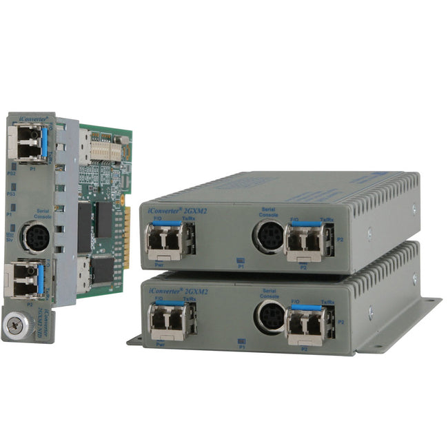 Omnitron Systems Iconverter 2Gxm2 1000Base-X Sfp To 1000Base-X Sfp Intelligent Media Converter And Network Interface Device