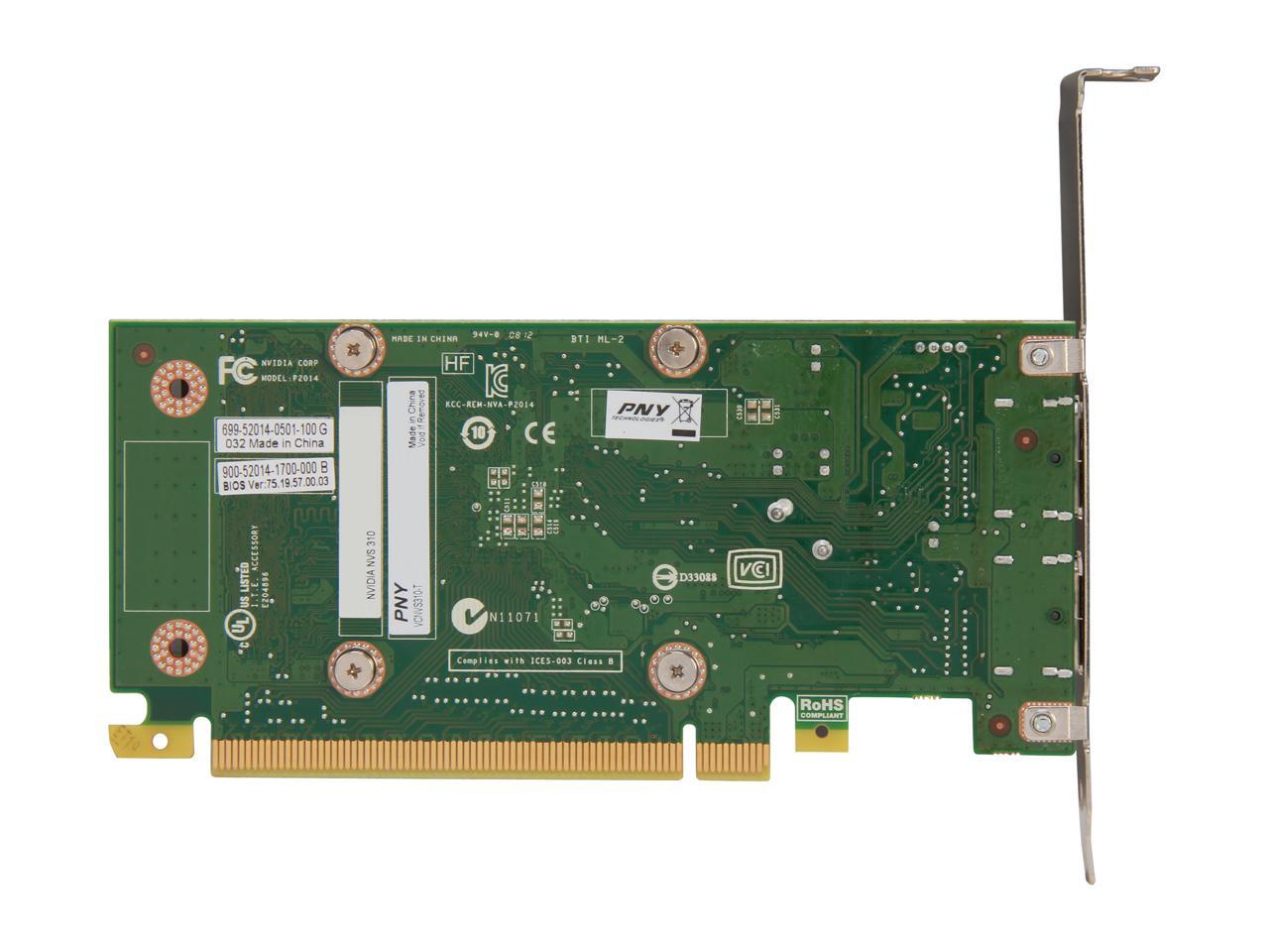 Pny Nvs Quadro Nvs 310 Vcnvs310Dvi-Pb 512Mb 64-Bit Ddr3 Pci Express 2.0 X16 Workstation Video Card