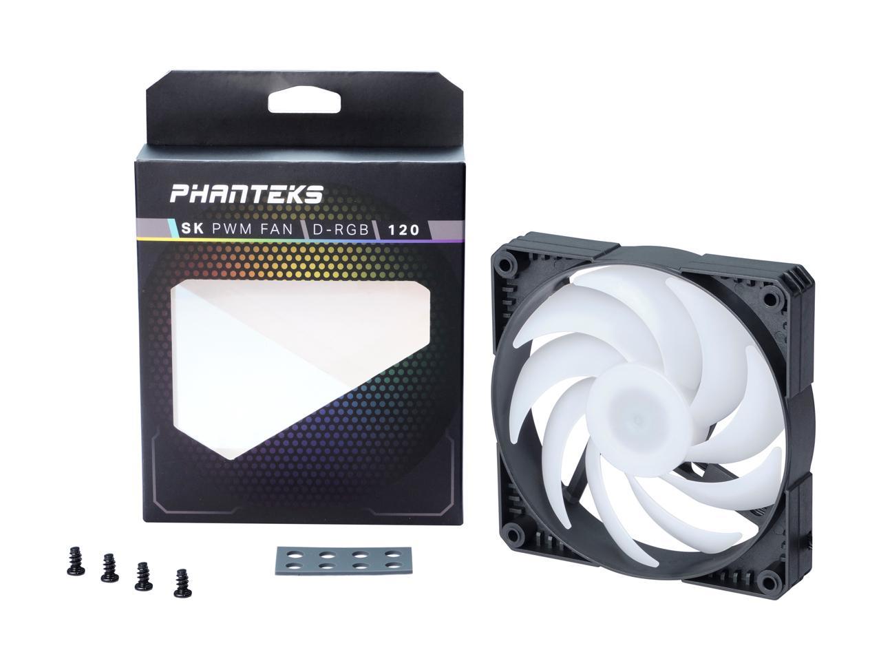 Phanteks Sk120 Drgb Pwm Fan - 120Mm Fan, High Airflow Nine-Blade Design, Digital Rgb Lighting, Rubber Dampening Washers - Black Single Pack