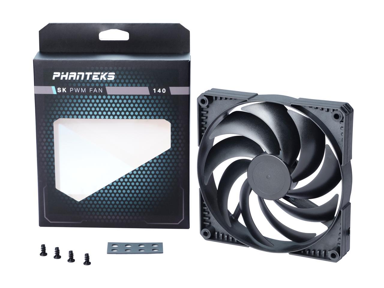 Phanteks Sk140 Pwm Fan - 140Mm Fan, High Airflow Nine-Blade Design, Rubber Dampening Washers - Black Non Led