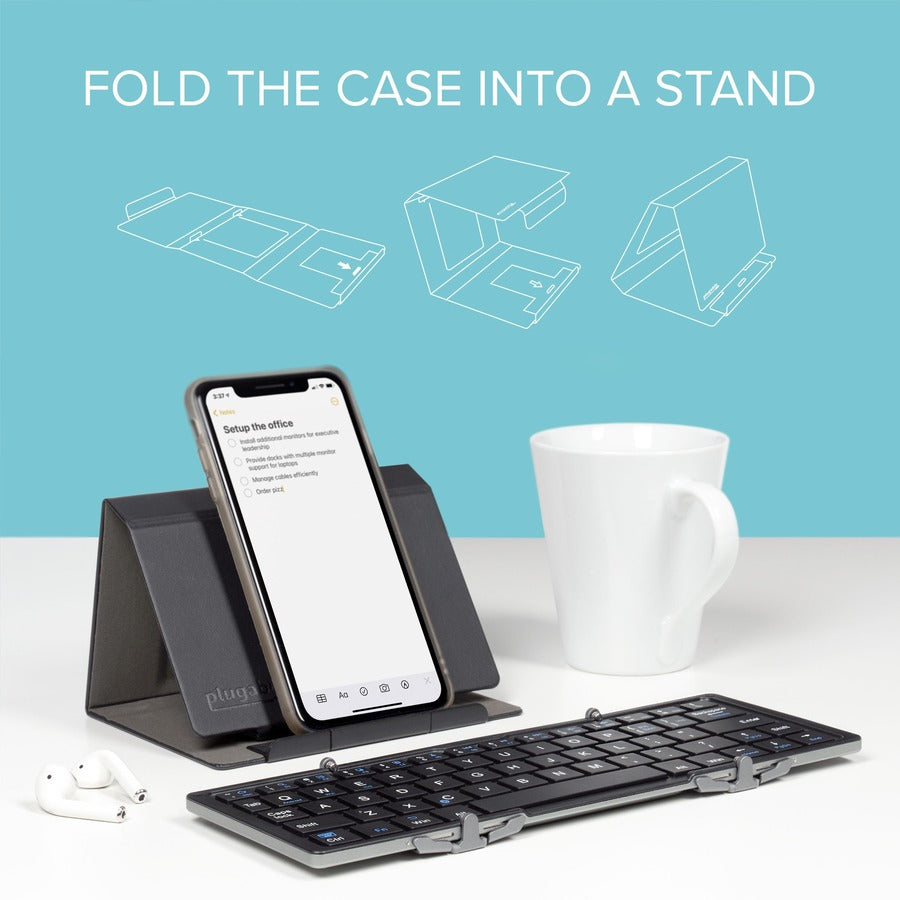 Plugable Foldable Bluetooth Keyboard Compatible with iPad, iPhones, Android, and Windows BT-KEY3