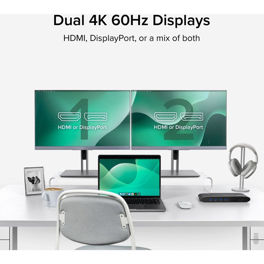 Plugable USB 3.0 Dual 4K Display Horizontal Docking Station with DisplayPort and HDMI for Windows and Mac UD-6950H