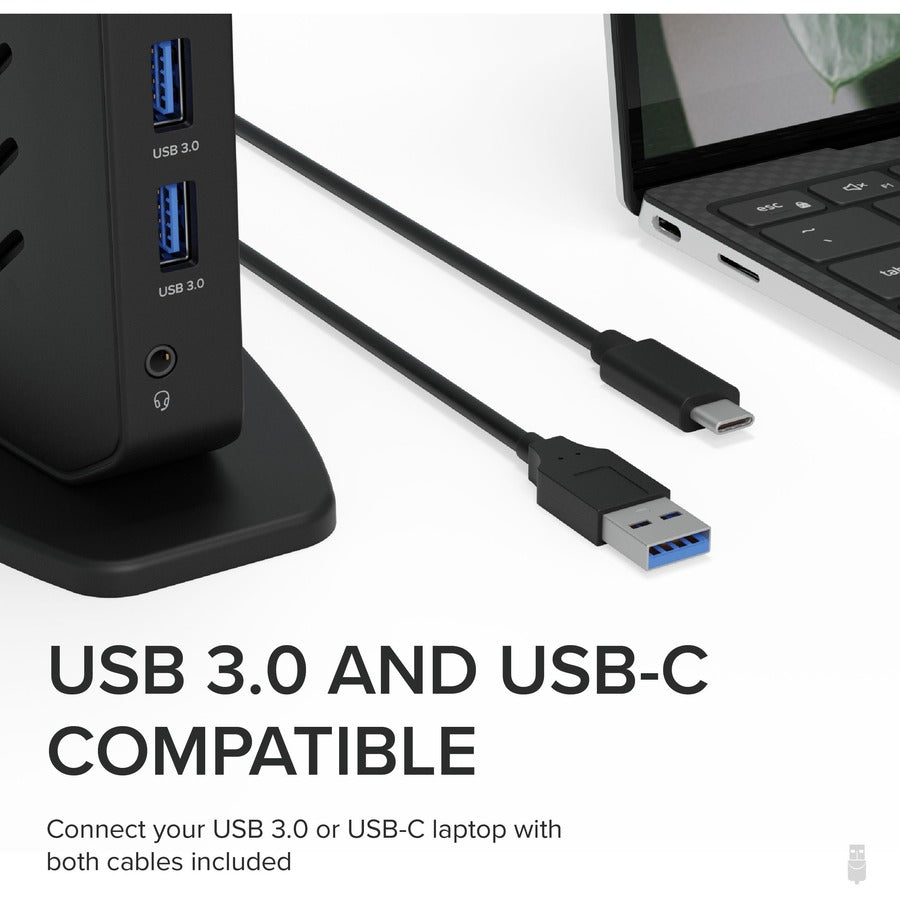Plugable USB 3.0 and USB-C Universal Laptop Docking Station for Windows and Mac UD-3900Z
