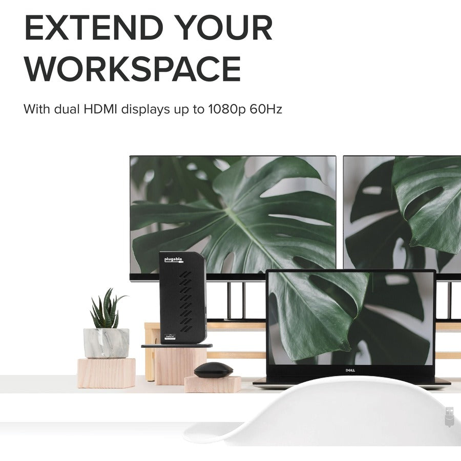 Plugable USB 3.0 and USB-C Universal Laptop Docking Station for Windows and Mac UD-3900Z