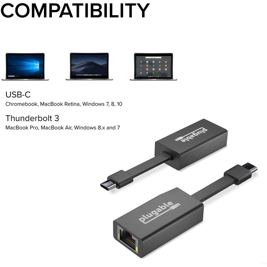 Plugable USB C to Ethernet Adapter, Fast and Reliable Gigabit Speed USBC-TE1000