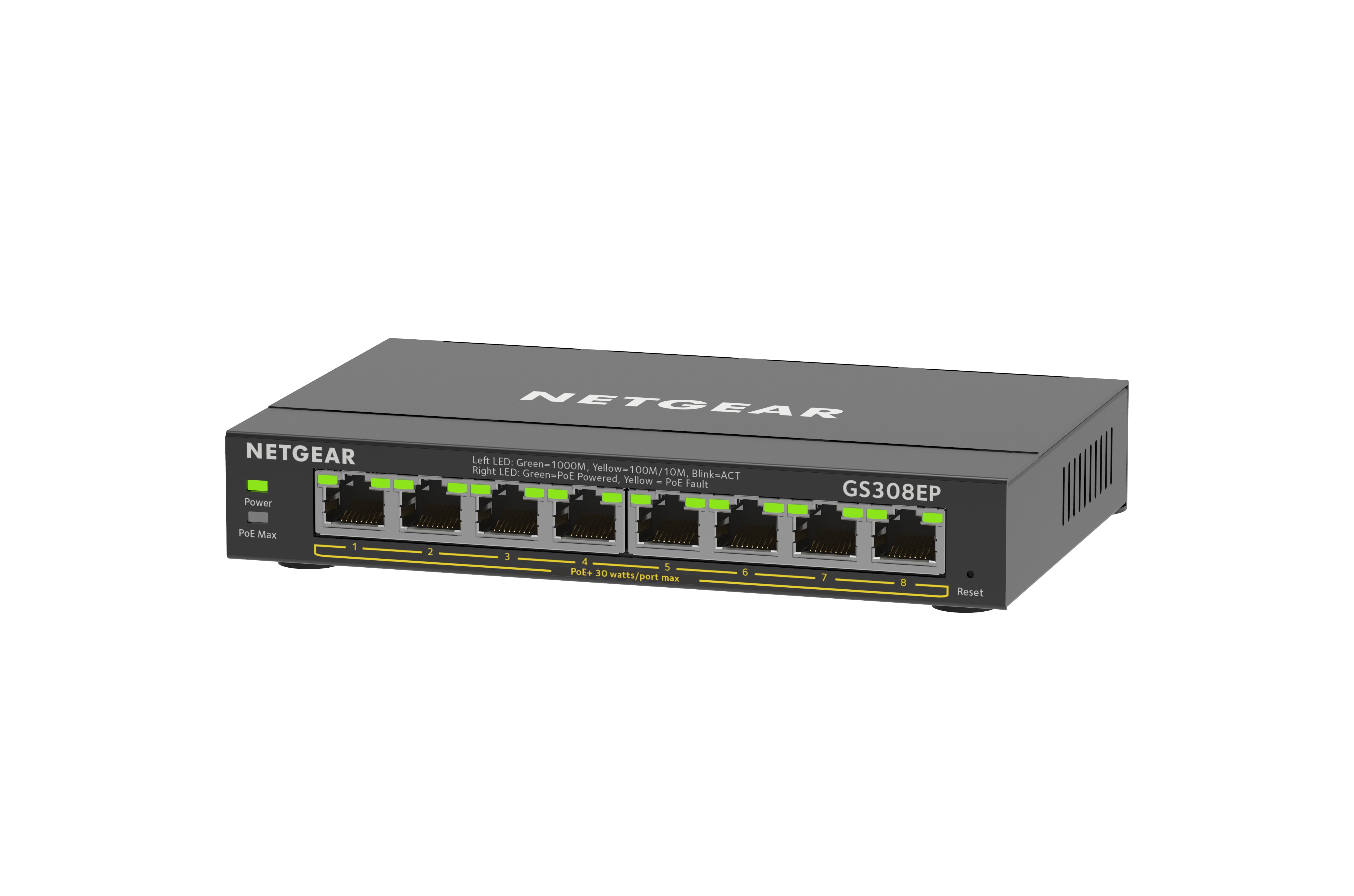 PoE+ Switch 8-Port - Gigabit Ethernet Plus Switch 62W | NETGEAR GS308EP-100NAS