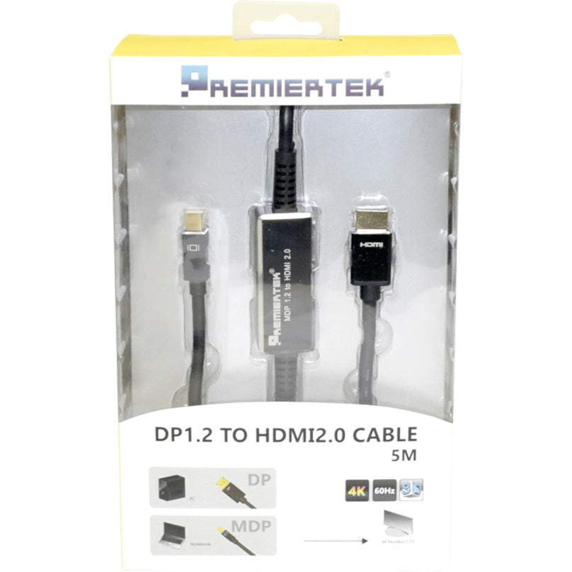 Premiertek Mini DisplayPort MDP 1.2a to HDMI 2.0 Converter Cable 4K2K 60Hz 16.4ft (5 Meter) DP12AH2-5M