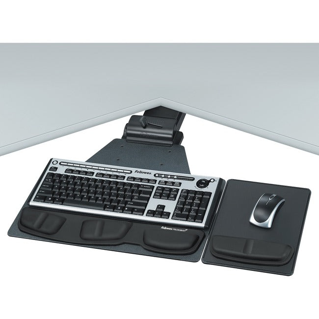 Professional Series Corner Executive Keyboard Tray - Ergonomic Adjustable | Fellowes 8035901
