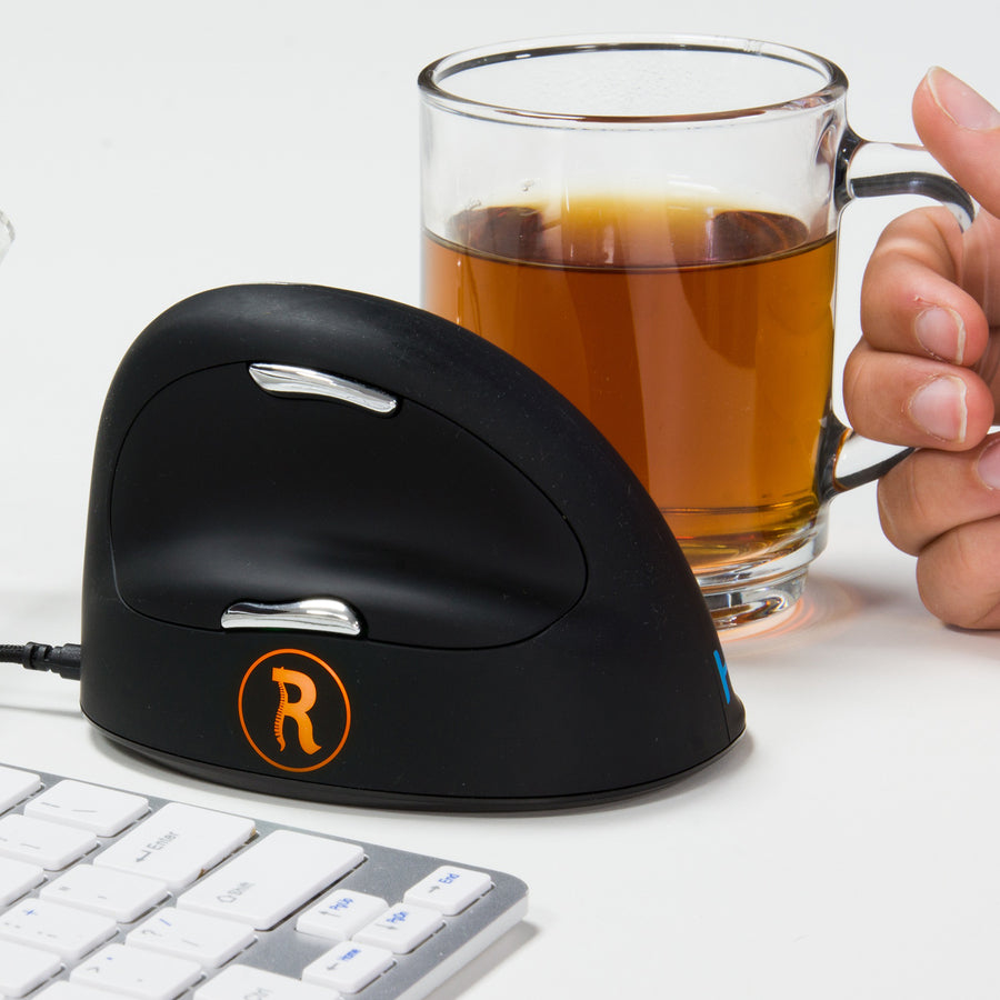 R-Go HE Break ergonomic mouse, vertical mouse with break software, prevents RSI, large (hand length &ge; 185mm), right handed, wired, black RGOBRHEMLR