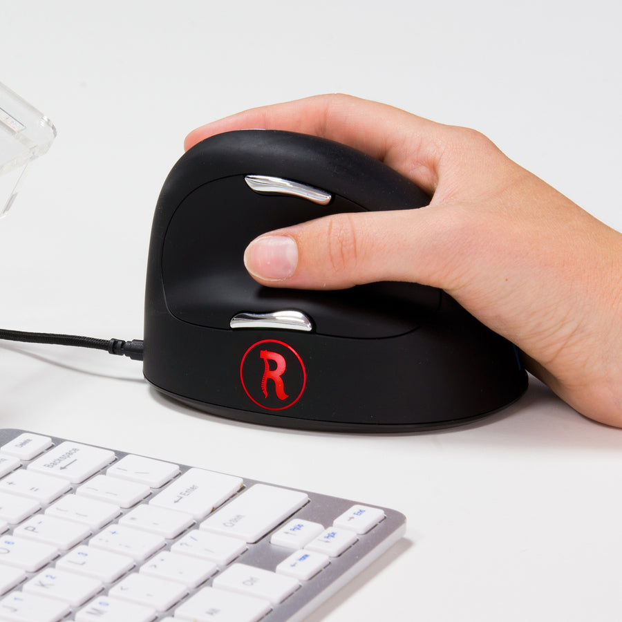 R-Go HE Break ergonomic mouse, vertical mouse with break software, prevents RSI, large (hand length &ge; 185mm), right handed, wired, black RGOBRHEMLR